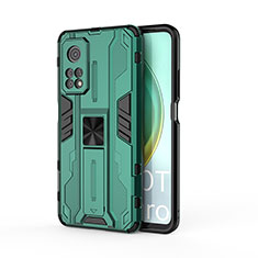 Coque Contour Silicone et Plastique Housse Etui Mat avec Aimant Magnetique Support KC1 pour Xiaomi Mi 10T Pro 5G Vert