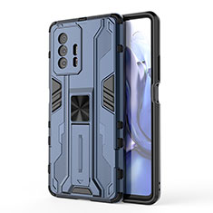 Coque Contour Silicone et Plastique Housse Etui Mat avec Aimant Magnetique Support KC1 pour Xiaomi Mi 11T Pro 5G Bleu