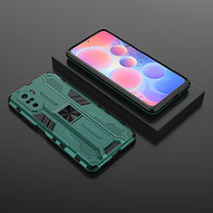 Coque Contour Silicone et Plastique Housse Etui Mat avec Aimant Magnetique Support KC1 pour Xiaomi Mi 11X 5G Vert