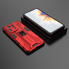 Coque Contour Silicone et Plastique Housse Etui Mat avec Aimant Magnetique Support KC1 pour Xiaomi Mi Mix 4 5G Rouge