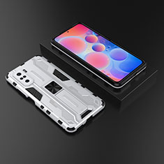 Coque Contour Silicone et Plastique Housse Etui Mat avec Aimant Magnetique Support KC1 pour Xiaomi Poco F3 5G Argent