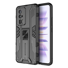 Coque Contour Silicone et Plastique Housse Etui Mat avec Aimant Magnetique Support KC1 pour Xiaomi Poco F5 Pro 5G Noir