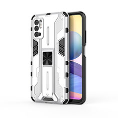 Coque Contour Silicone et Plastique Housse Etui Mat avec Aimant Magnetique Support KC1 pour Xiaomi POCO M3 Pro 5G Argent