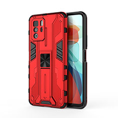 Coque Contour Silicone et Plastique Housse Etui Mat avec Aimant Magnetique Support KC1 pour Xiaomi Poco X3 GT 5G Rouge