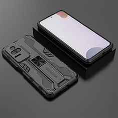 Coque Contour Silicone et Plastique Housse Etui Mat avec Aimant Magnetique Support KC1 pour Xiaomi Redmi K50 5G Noir