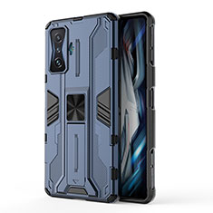 Coque Contour Silicone et Plastique Housse Etui Mat avec Aimant Magnetique Support KC1 pour Xiaomi Redmi K50 Gaming 5G Bleu