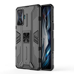 Coque Contour Silicone et Plastique Housse Etui Mat avec Aimant Magnetique Support KC1 pour Xiaomi Redmi K50 Gaming 5G Noir