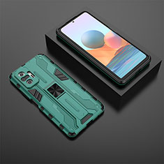 Coque Contour Silicone et Plastique Housse Etui Mat avec Aimant Magnetique Support KC1 pour Xiaomi Redmi Note 10 Pro Max Vert