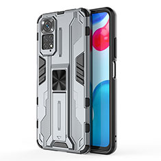 Coque Contour Silicone et Plastique Housse Etui Mat avec Aimant Magnetique Support KC1 pour Xiaomi Redmi Note 11 4G (2022) Gris