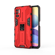 Coque Contour Silicone et Plastique Housse Etui Mat avec Aimant Magnetique Support KC1 pour Xiaomi Redmi Note 11 SE 5G Rouge