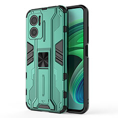 Coque Contour Silicone et Plastique Housse Etui Mat avec Aimant Magnetique Support KC1 pour Xiaomi Redmi Note 11E 5G Vert