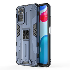 Coque Contour Silicone et Plastique Housse Etui Mat avec Aimant Magnetique Support KC1 pour Xiaomi Redmi Note 11S 4G Bleu