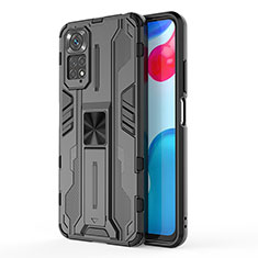 Coque Contour Silicone et Plastique Housse Etui Mat avec Aimant Magnetique Support KC1 pour Xiaomi Redmi Note 11S 4G Noir