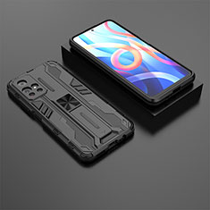 Coque Contour Silicone et Plastique Housse Etui Mat avec Aimant Magnetique Support KC1 pour Xiaomi Redmi Note 11S 5G Noir