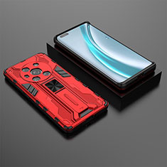 Coque Contour Silicone et Plastique Housse Etui Mat avec Aimant Magnetique Support KC2 pour Huawei Honor Magic3 5G Rouge