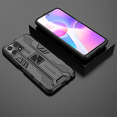 Coque Contour Silicone et Plastique Housse Etui Mat avec Aimant Magnetique Support KC2 pour Huawei Honor X30i Noir