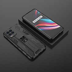 Coque Contour Silicone et Plastique Housse Etui Mat avec Aimant Magnetique Support KC2 pour Realme 8 Pro Noir