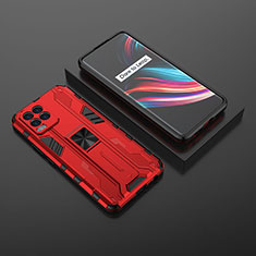 Coque Contour Silicone et Plastique Housse Etui Mat avec Aimant Magnetique Support KC2 pour Realme 8 Pro Rouge