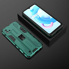 Coque Contour Silicone et Plastique Housse Etui Mat avec Aimant Magnetique Support KC2 pour Realme C20 Vert