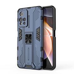 Coque Contour Silicone et Plastique Housse Etui Mat avec Aimant Magnetique Support KC2 pour Xiaomi Mi 11i 5G (2022) Bleu