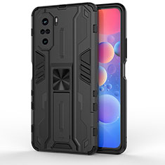 Coque Contour Silicone et Plastique Housse Etui Mat avec Aimant Magnetique Support KC2 pour Xiaomi Mi 11i 5G Noir