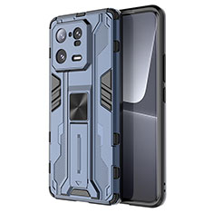 Coque Contour Silicone et Plastique Housse Etui Mat avec Aimant Magnetique Support KC2 pour Xiaomi Mi 13 Pro 5G Bleu