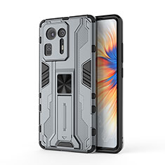 Coque Contour Silicone et Plastique Housse Etui Mat avec Aimant Magnetique Support KC2 pour Xiaomi Mi Mix 4 5G Gris