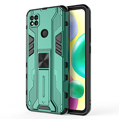 Coque Contour Silicone et Plastique Housse Etui Mat avec Aimant Magnetique Support KC2 pour Xiaomi POCO C31 Vert