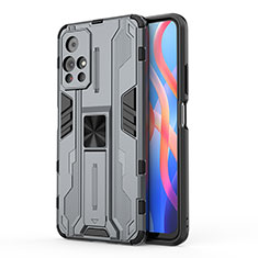 Coque Contour Silicone et Plastique Housse Etui Mat avec Aimant Magnetique Support KC2 pour Xiaomi Poco M4 Pro 5G Gris