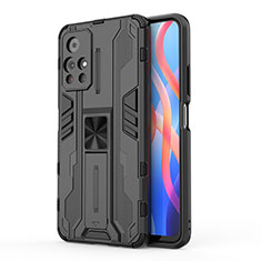 Coque Contour Silicone et Plastique Housse Etui Mat avec Aimant Magnetique Support KC2 pour Xiaomi Poco M4 Pro 5G Noir