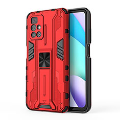 Coque Contour Silicone et Plastique Housse Etui Mat avec Aimant Magnetique Support KC2 pour Xiaomi Redmi 10 (2022) Rouge