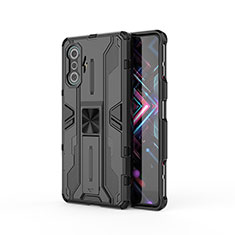 Coque Contour Silicone et Plastique Housse Etui Mat avec Aimant Magnetique Support KC2 pour Xiaomi Redmi K40 Gaming 5G Noir