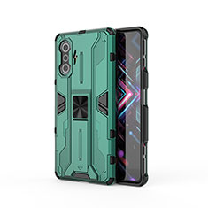 Coque Contour Silicone et Plastique Housse Etui Mat avec Aimant Magnetique Support KC2 pour Xiaomi Redmi K40 Gaming 5G Vert