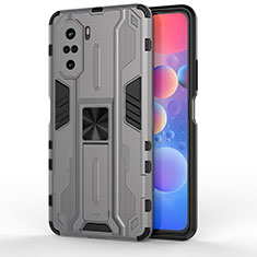 Coque Contour Silicone et Plastique Housse Etui Mat avec Aimant Magnetique Support KC2 pour Xiaomi Redmi K40 Pro+ Plus 5G Gris