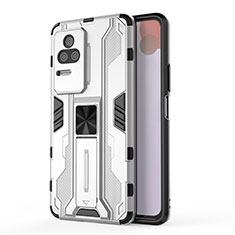 Coque Contour Silicone et Plastique Housse Etui Mat avec Aimant Magnetique Support KC2 pour Xiaomi Redmi K50 Pro 5G Blanc