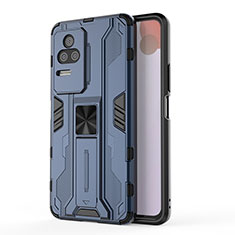 Coque Contour Silicone et Plastique Housse Etui Mat avec Aimant Magnetique Support KC2 pour Xiaomi Redmi K50 Pro 5G Bleu