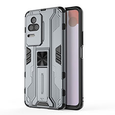 Coque Contour Silicone et Plastique Housse Etui Mat avec Aimant Magnetique Support KC2 pour Xiaomi Redmi K50 Pro 5G Gris