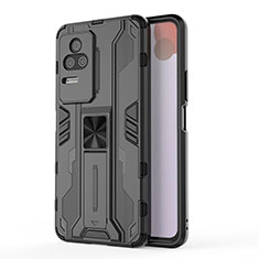 Coque Contour Silicone et Plastique Housse Etui Mat avec Aimant Magnetique Support KC2 pour Xiaomi Redmi K50 Pro 5G Noir