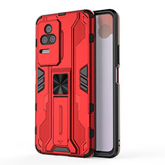 Coque Contour Silicone et Plastique Housse Etui Mat avec Aimant Magnetique Support KC2 pour Xiaomi Redmi K50 Pro 5G Rouge