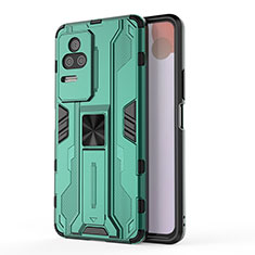 Coque Contour Silicone et Plastique Housse Etui Mat avec Aimant Magnetique Support KC2 pour Xiaomi Redmi K50 Pro 5G Vert