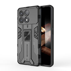 Coque Contour Silicone et Plastique Housse Etui Mat avec Aimant Magnetique Support KC2 pour Xiaomi Redmi K70 Pro 5G Noir