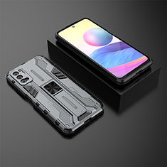 Coque Contour Silicone et Plastique Housse Etui Mat avec Aimant Magnetique Support KC2 pour Xiaomi Redmi Note 10 5G Gris