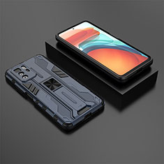 Coque Contour Silicone et Plastique Housse Etui Mat avec Aimant Magnetique Support KC2 pour Xiaomi Redmi Note 10 Pro 5G Bleu