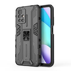 Coque Contour Silicone et Plastique Housse Etui Mat avec Aimant Magnetique Support KC2 pour Xiaomi Redmi Note 11 4G (2021) Noir