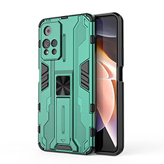 Coque Contour Silicone et Plastique Housse Etui Mat avec Aimant Magnetique Support KC2 pour Xiaomi Redmi Note 11 Pro+ Plus 5G Gris