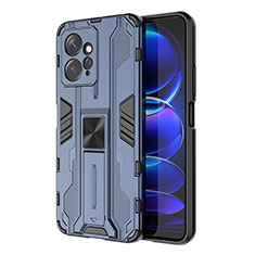 Coque Contour Silicone et Plastique Housse Etui Mat avec Aimant Magnetique Support KC2 pour Xiaomi Redmi Note 12 4G Bleu