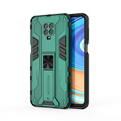 Coque Contour Silicone et Plastique Housse Etui Mat avec Aimant Magnetique Support KC2 pour Xiaomi Redmi Note 9 Pro Max Vert