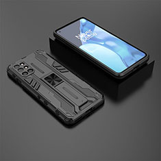 Coque Contour Silicone et Plastique Housse Etui Mat avec Aimant Magnetique Support KC3 pour OnePlus 9R 5G Noir