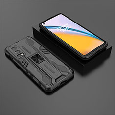 Coque Contour Silicone et Plastique Housse Etui Mat avec Aimant Magnetique Support KC3 pour OnePlus Nord 2 5G Noir