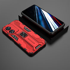 Coque Contour Silicone et Plastique Housse Etui Mat avec Aimant Magnetique Support KC3 pour Oppo A78 4G Rouge